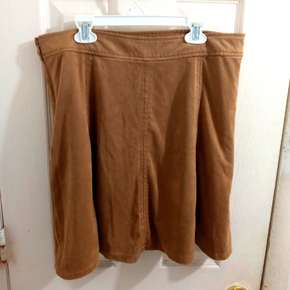 Loft Light Brown Faux Suede Midi Skirt size 10